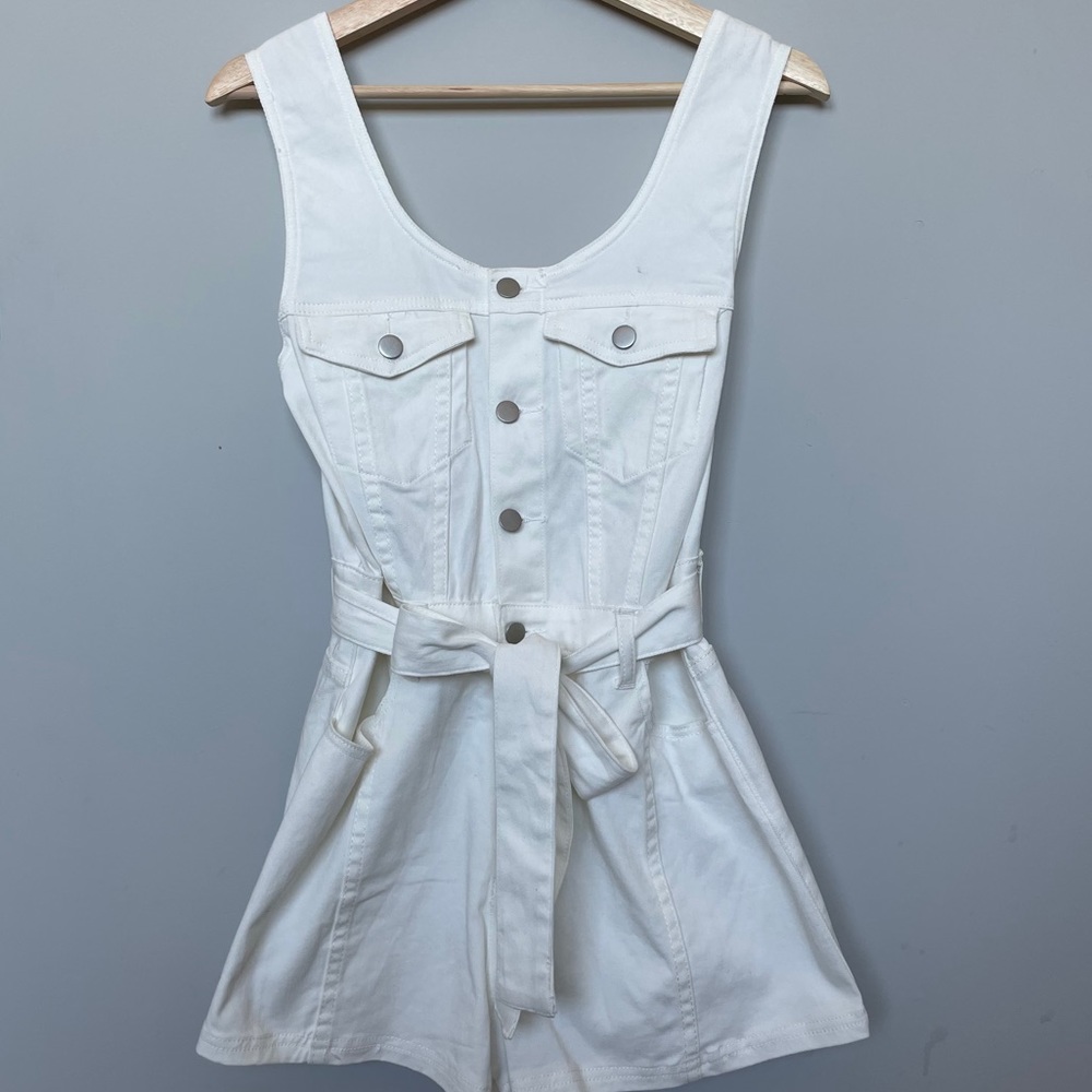 Le Lis White Denim Romper